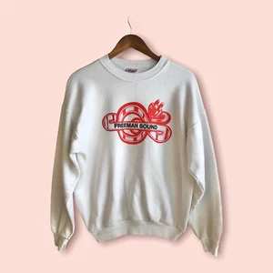Vtg 90s Hanes Comfort Blend White Freeman Sound Crewneck Sweatshirt Sz Large - Picture 1 of 8