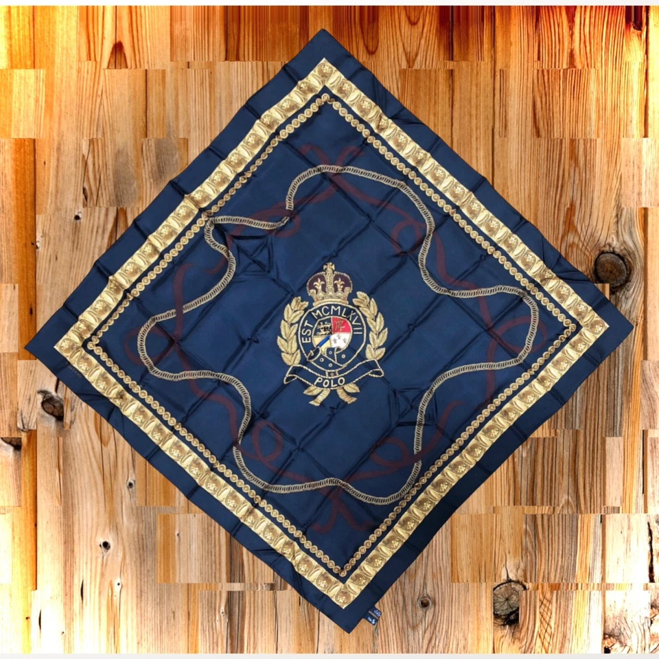 Bufanda vintage con escudo de seda Polo Ralph Lauren Foto 1 de 1