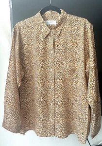Equipment femme Silk Button Down Long Sleeves Chita Print Shirt 1 XL 100% Silk - Picture 1 of 6