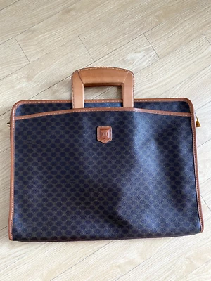 Bolso Maletín Vintage Celine Monograma Logo en Lona Cuero, 100% Auténtico Foto 1 de 4
