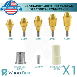 NP Conical Connection Straight Multi Unit 1.6mm Scan Body Titanium Base Set - Picture 1 of 9