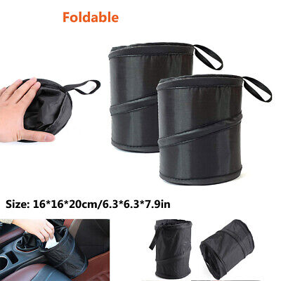 CAR BIN Pop UP Mini Storage Black Dustbin Foldable Travel Rubbish Waste Basket • 3.25€