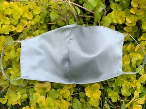 Silver Satin Face Mask, 100%, Women's Mask, Reusable, Washable, Artistic, USA - Picture 1 of 2