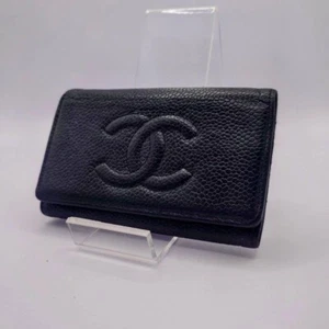 CHANEL Caviar Skin Leather 6 Ring Key Case Black Used - Picture 1 of 8