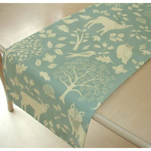 SMALL 3ft Table Runner 36" Foxes Rabbits Squirrels Woodland Owls 90cm Duck Egg - Picture 1 of 4