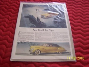 Lincoln Zephyr V-12 1941 "Nuevo mundo en venta" amarillo convertible revista anuncio - Imagen 1 de 4