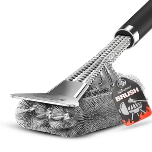 bio-chem Grillbürste Edelstahl BBQ Reinigungsbuerste mit Schaber &Hitzeschutz - Bild 1 von 2