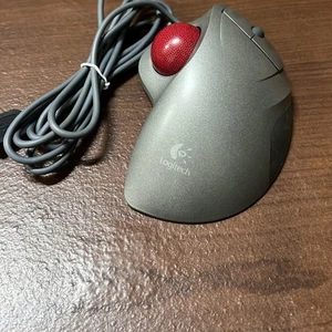 Logitech TrackMan Wheel Mouse T-BB18 USB Optical Trackball Gray Wired - Picture 1 of 3