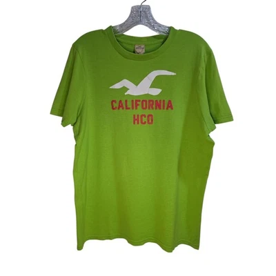 Hollister California Green And Pink Men's Tee XL  Cotton Crewneck Preppy Casual  - Image 1 of 4