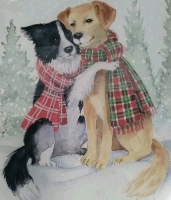 set 15 Punch Studio FESTIVE DOGS HUGGING CHRISTMAS CARDS collie retriever NEW - Image 1 of 3