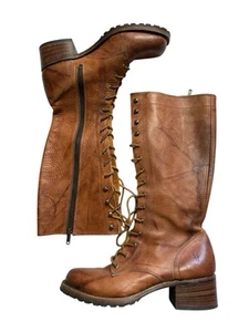 Frye Melissa Lace Up Tall High Brown Leather Heeled Boot Women’s 9.5 M USA - Picture 1 of 9