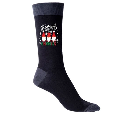 Hanging With My Gnomies Funny Men's Black Socks Christmas Gift  - Image 1 of 4