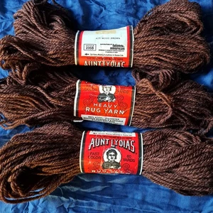 3 Skeins Aunt Lydia's Rug Yarn 1.37 Oz. Each Wood Brown New Vintage - Picture 1 of 1