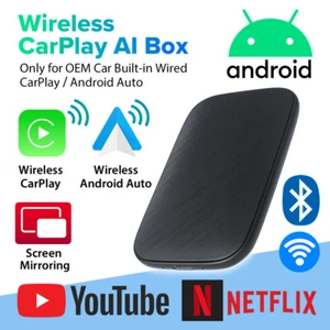 Wired to Wireless CarPlay AI box Android Auto Adapter Converter Netflix YouTube - Picture 1 of 7