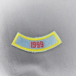 '1999' Blue Yellow Red Iron-On Rocker Ribbon 3" Patch - Picture 1 of 2