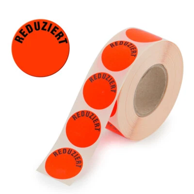 POKORNYS 1000 Aktionsetiketten "Reduziert" 32 mm, leuchtrot Haftetiketten Aufkleber