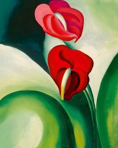GEORGIA O'KEEFFE ANTHURIUM Red Flowers Print Wall Art Canvas - Picture 1 of 1