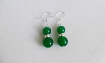 Orecchini pendenti vera giada verde naturale con GARANZIA argento 925 NUOVI - Immagine 1 di 2