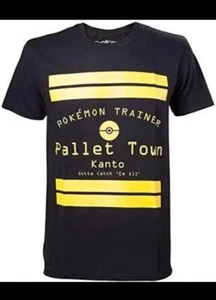 Pokemon Trainer Pallet Town Kanto Black T-shirt - Large - Unisex - Picture 1 of 3