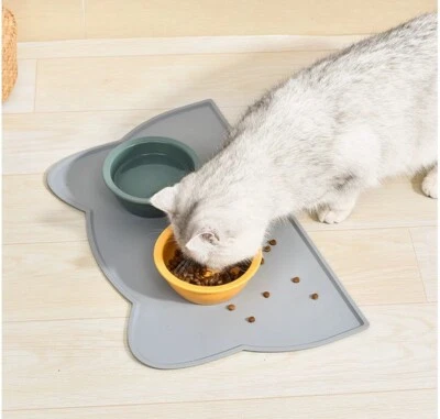 Pet Food Mat Cat Dog Puppy Silicone Feeding Non Slip Waterproof Bowl Mat 18x12in - Image 1 of 4