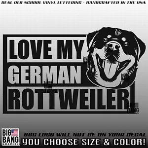 Calcomanía de vinilo alemana ROTTWEILER pegatina Love Dog familia SUV coche camión ventana EE. UU. - Imagen 1 de 4