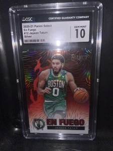 2020 PANINI SELECT EN FUEGO SILVER PRIZM #12 JAYSON TATUM CELTICS CGC 10 LOW POP - Picture 1 of 2