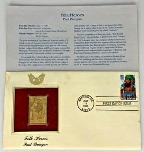Réplica de Oro de Folk Heroes Paul Bunyan EE. UU. Primer Día de Edición 7/11/1996 - Imagen 1 de 4