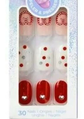 KISS IMPRESS PRESS ON FALSE NAILS CHRISTMAS MIDWINTER  XMAS SHORT LENGTH OVAL - Image 1 of 2