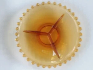 Vintage Amber or Honey Glass Divided Dish Candlewick Edge Perfect for Fall - Picture 1 of 3