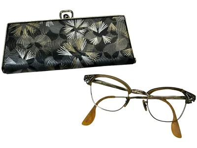 De colección Optometrist’s Oficina Gafas Marcos y Estuche Negro Bolso sin asas Años 60 COMO ESTÁ Foto 1 de 4