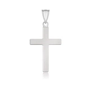 Colgante Cruz Diseño Plano Oro Blanco 14k - Imagen 1 de 1