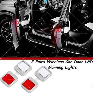 2pcs Car Door Open Warning Wireless LED Strobe Light Anti-collision Red+White - Picture 1 of 8