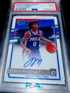 2020-21 DONRUSS OPTIC TYRESE MAXEY RATED ROOKIE ON CARD AUTO RC #171 PSA 9 MINT - Picture 1 of 7