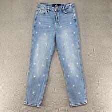 Hollister 90s Jeans Womens 3/26 High Rise Mom Jean Flowers Daisy Embroidered