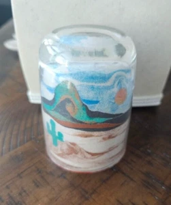 Southwestern Sand Art in Glass Jar Colorado Sand Dreams Cactus Mountains Sunset - Picture 1 of 6