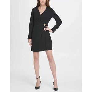 DKNY Women's V-Neck Black Sheath Dress Size 8 NEW - Picture 1 of 4