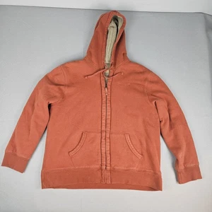 Timberland Sherpa Lined Hoodie Mens 2XL Full Zip Burnt Orange Drawstring Pockets - Picture 1 of 9