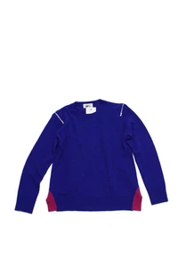 Autumn Cashmere Kids Girls Merino Wool Zipper Trim Sweater Blue Size 12 - Picture 1 of 4