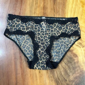 Vintage Y2K 2000er 2001 Höschen Animal PRINT transparent sexy Nylon Blumen Spitze UU11 - Bild 1 von 5