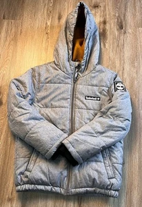 Timberland Gray boy’s hooded puffer jacket coat Size M 10-12 - Picture 1 of 6