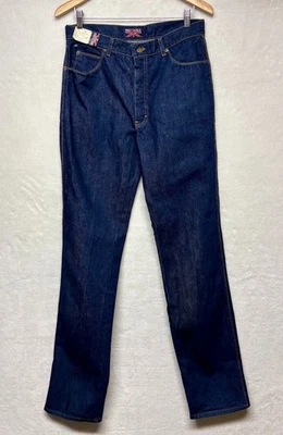 复古 80 年代 Brittania 深色水洗牛仔裤基本直筒男式 34XL 码 (34W x 36L) — 第 1/4 张图片