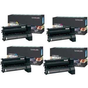 New 4PK Genuine Lexmark C780 C780N C782 C782E High Yield Toner C780H1KG C780H1CG - Picture 1 of 1