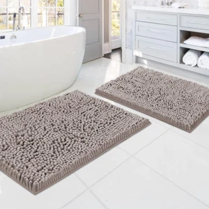 2-Piece Bathroom Rugs Set Non-Slip Bath Mat Soft Cozy Shaggy Thick Chenille Bath - Picture 1 of 12