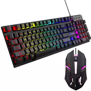 104 key Backlit Mechanical wired led gaming Keyboard and mouse set! - Picture 1 of 9