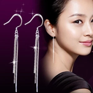 Silver Earrings Drop Dangle Womens Hook 925 Sterling Stud Studs Gift Jewellery - Picture 1 of 8