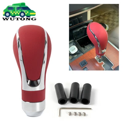 Universal Car Gear Shift Knob Manual Shifter Lever Handle Stick RED Leather Foto 1 de 4