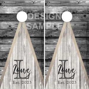 Nachname Holz Dreieck 3 Cornhole Verpackung Tasche werfen Haut Aufkleber Sticker Wraps - Bild 1 von 1