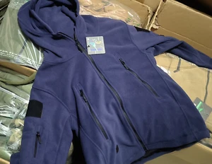 Men's Tactical Fleece Jacket Full-Zip Up Outdoor Windproof Hooded Warm Work Coat - Picture 1 of 43