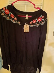 Roper Southwestern Embroidered Black Blouse - Large - Picture 1 of 2