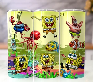 20oz Insulated Tumbler with Straw Stainless Steel Mug Spongebob 3D Inflated - Picture 1 of 8